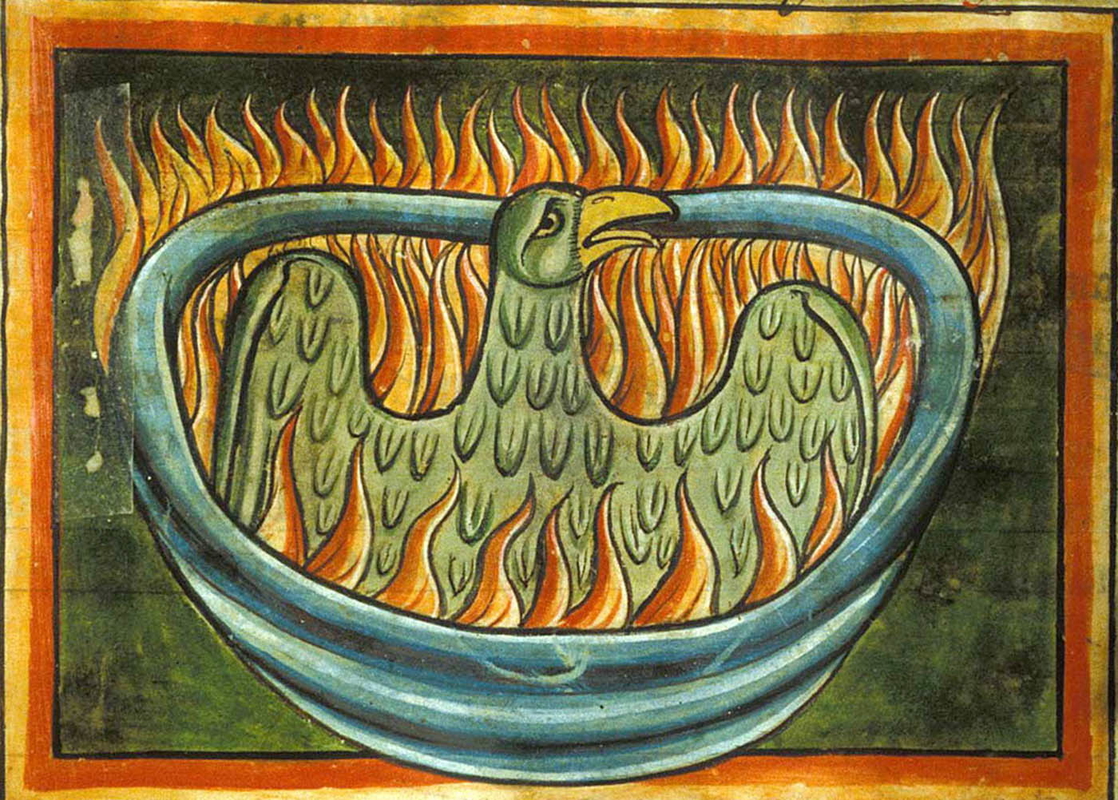 pheonix medieval bestiary illumination