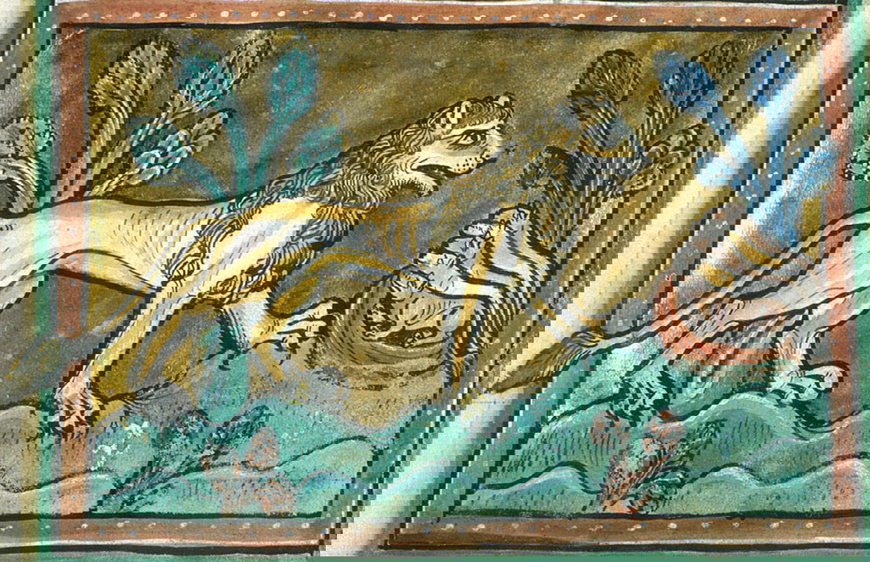 rochester bestiary lion and cubs illumination