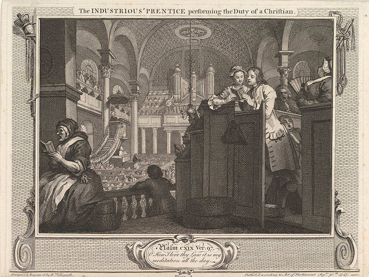 william hogarth industrious prentice duty christian rococo engraving