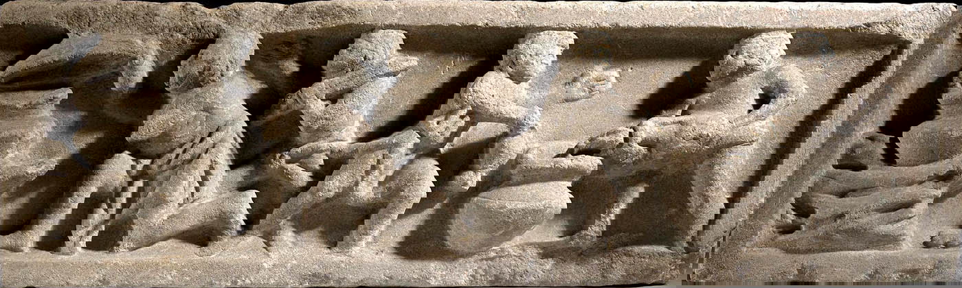 wine production sarcophagus relief