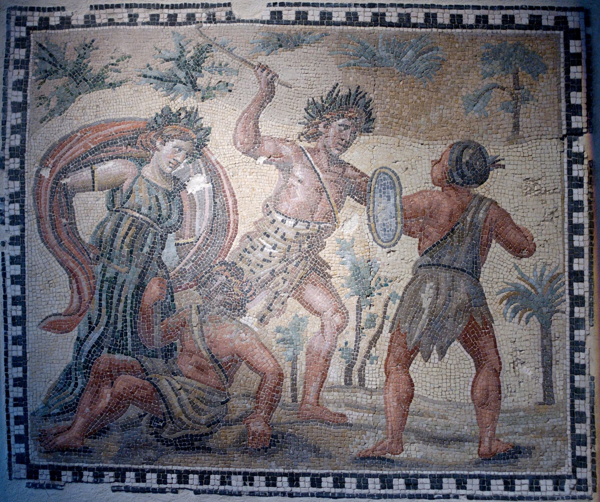 A mosaic of Dionysus fighting the Indians, Tusculum, c. 4th century CE. Source: Palazzo Massimo, Rome