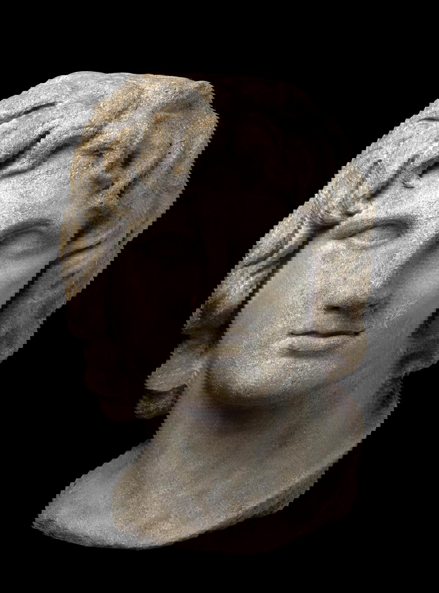 alexander great marble head portrait