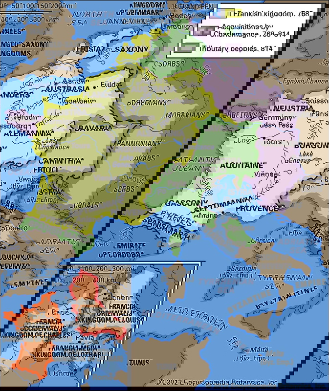 carolingian empire divisions treaty of verdun