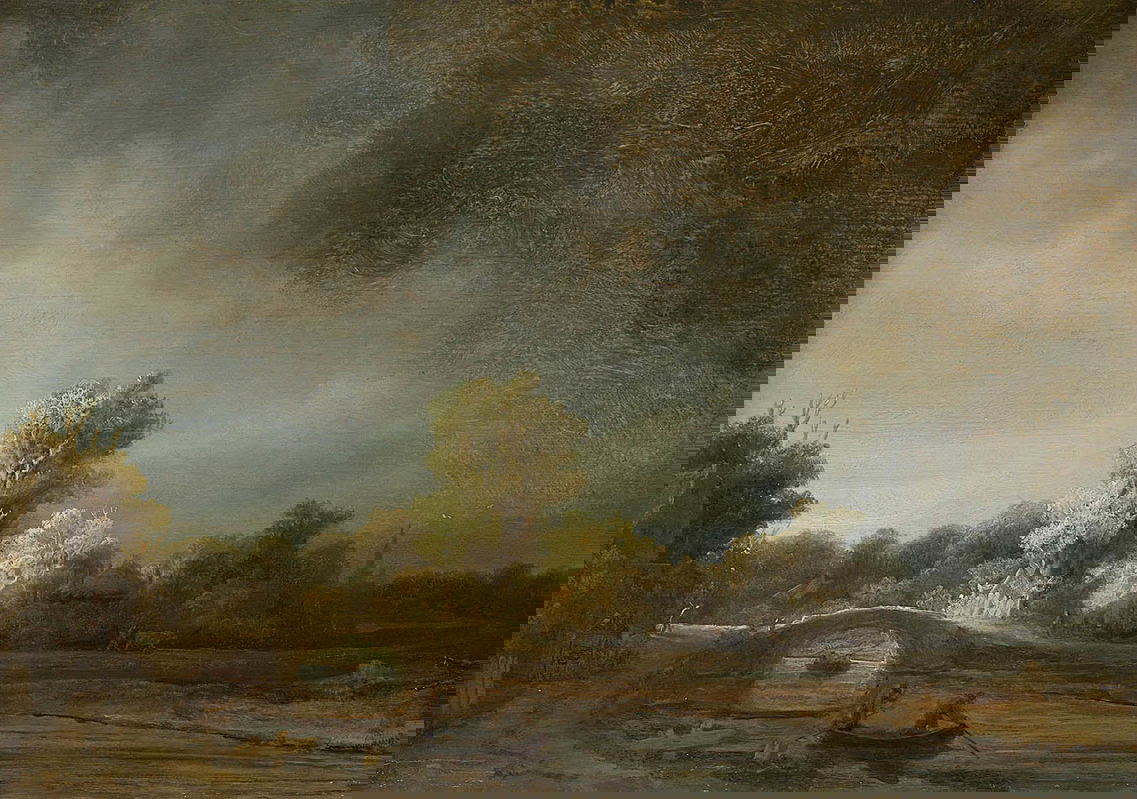 dutch painters rembrandt landscape stone bridge painting