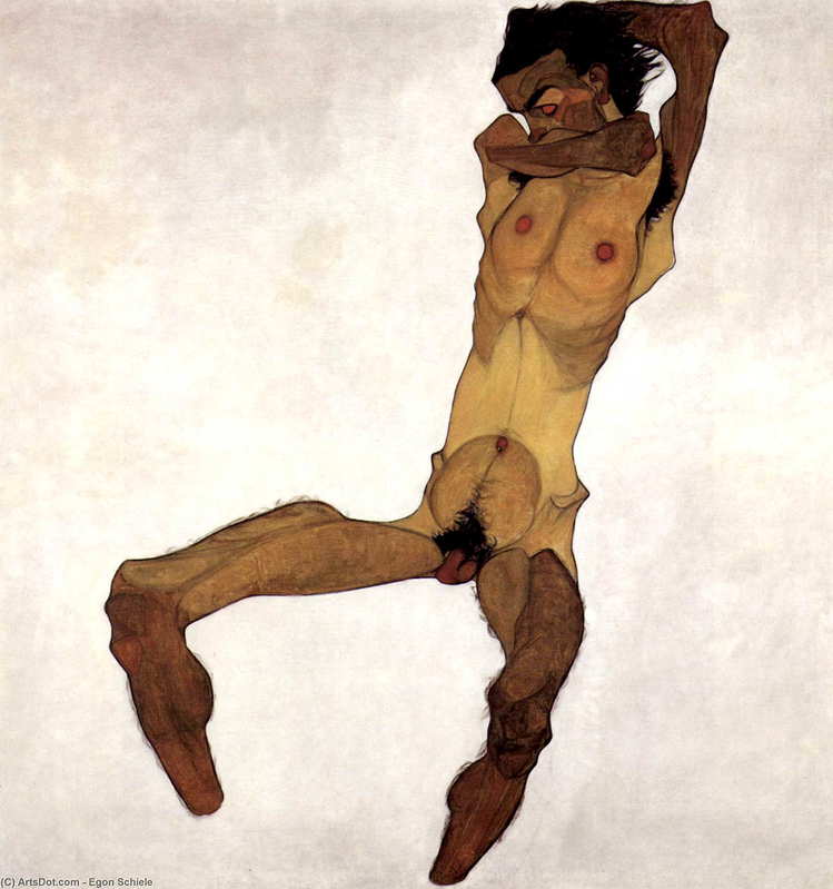egon schiele seated male nude self portrait