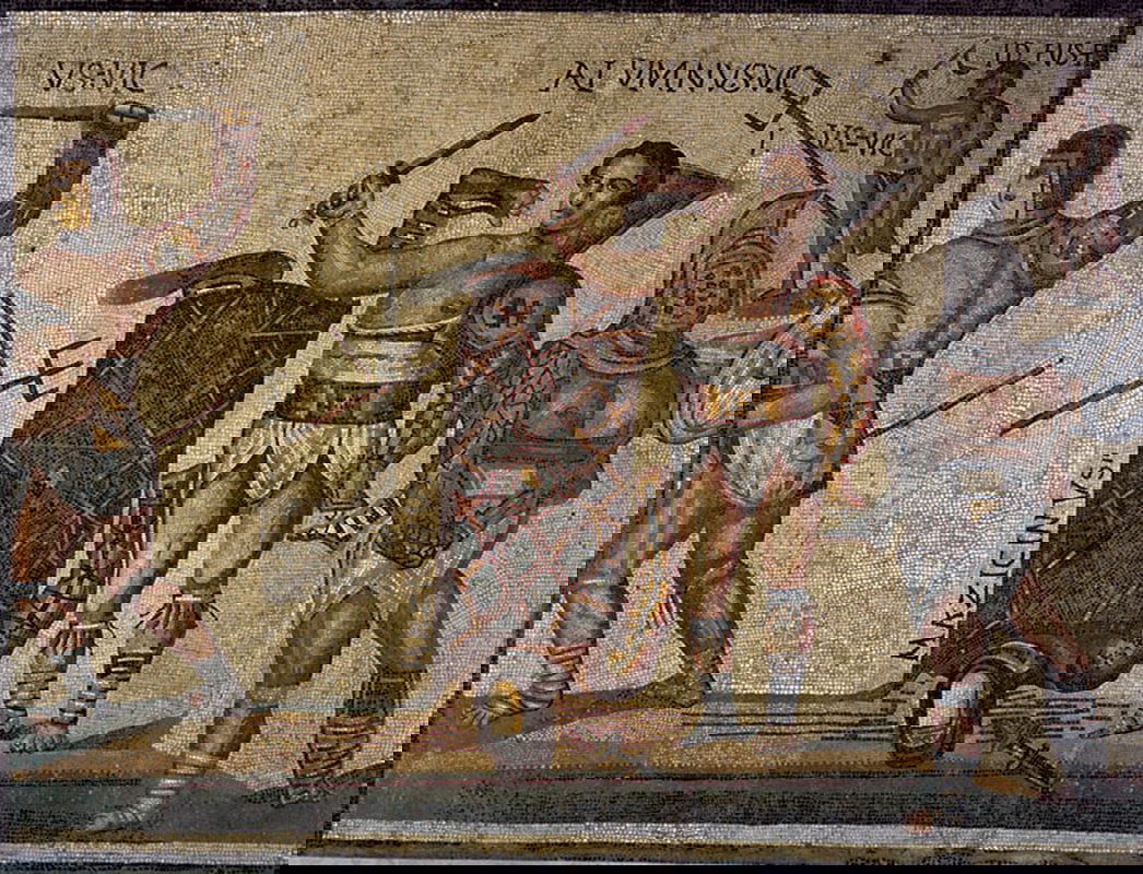 fighting gladiators rome borghese mosiac