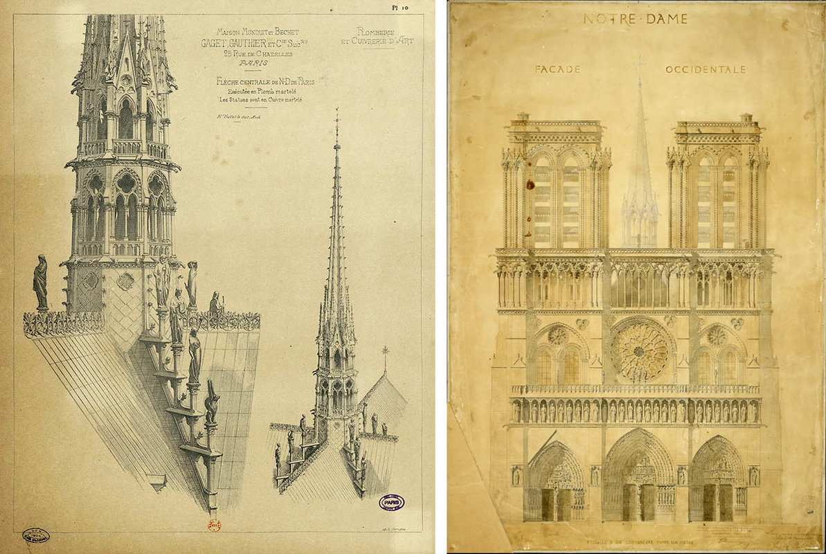 notre dame de paris drawings restoration eugene viollet