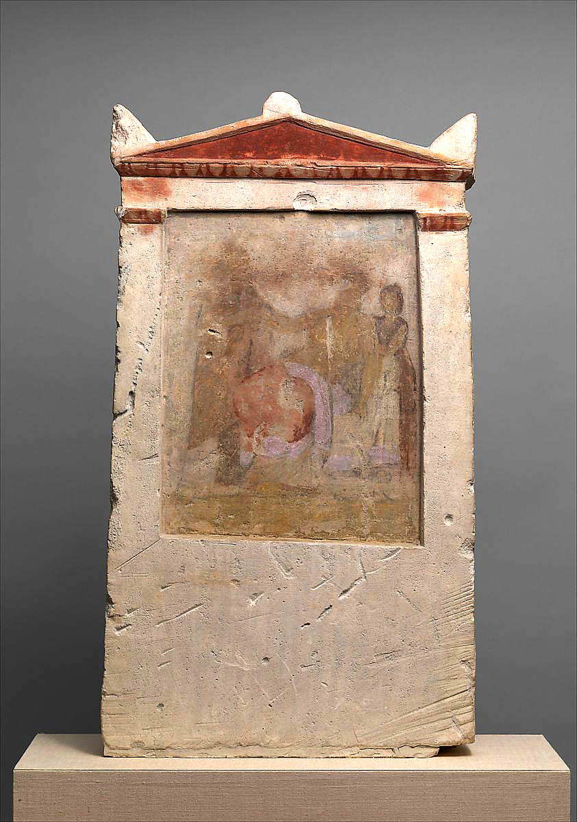 spartan women funerary stele woman childbirth met museum