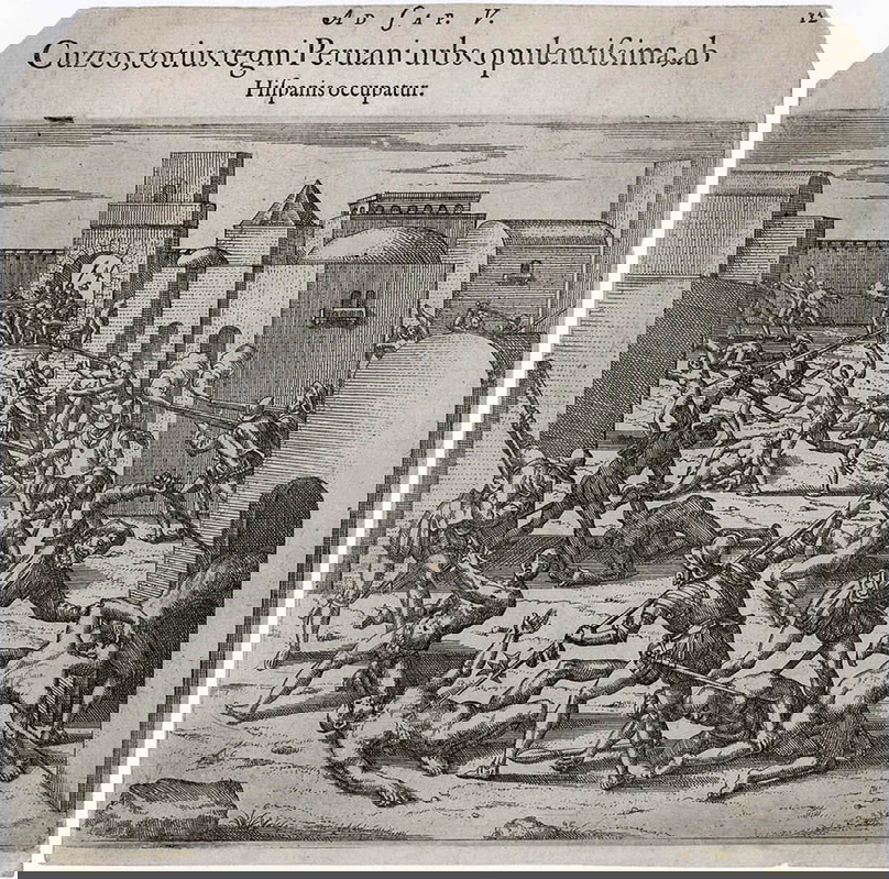 theodore de bry francisco pizarro conquistador cuzco engraving