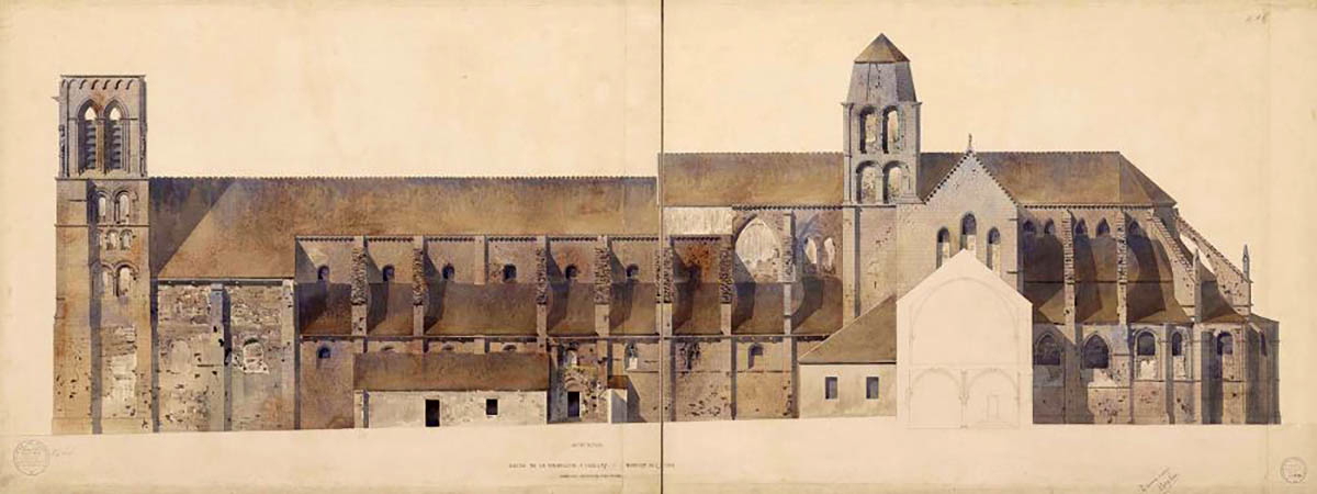 vézelay abbey south elevation watercolor