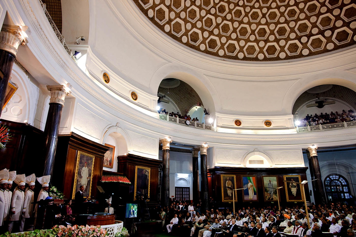 barack obama addressing parliament india