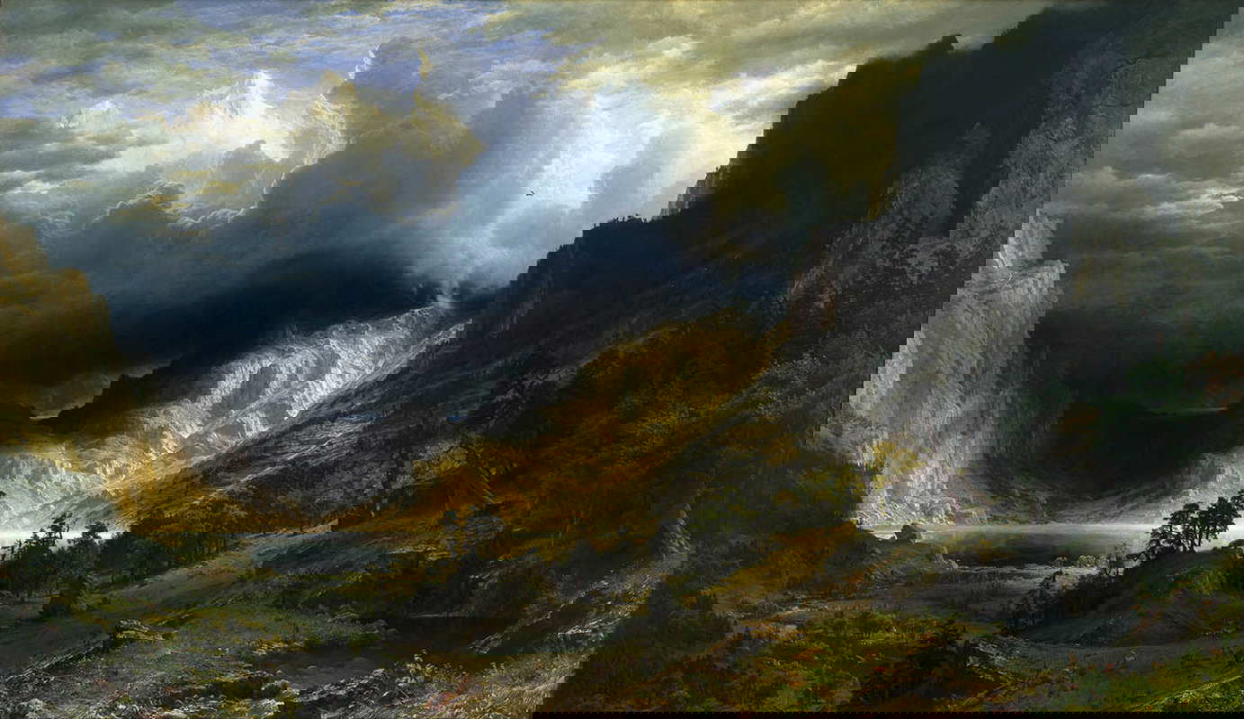 bierstadt albert storm rocky mountains