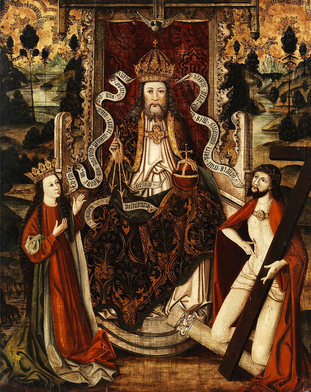 king as god father throne virgin mary jesus