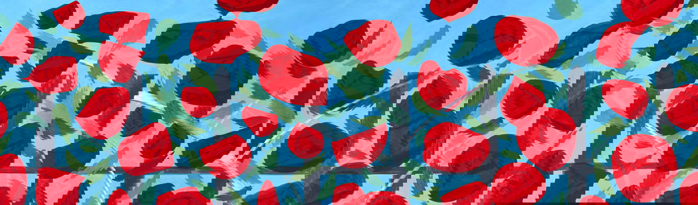 alex katz roses blue painting
