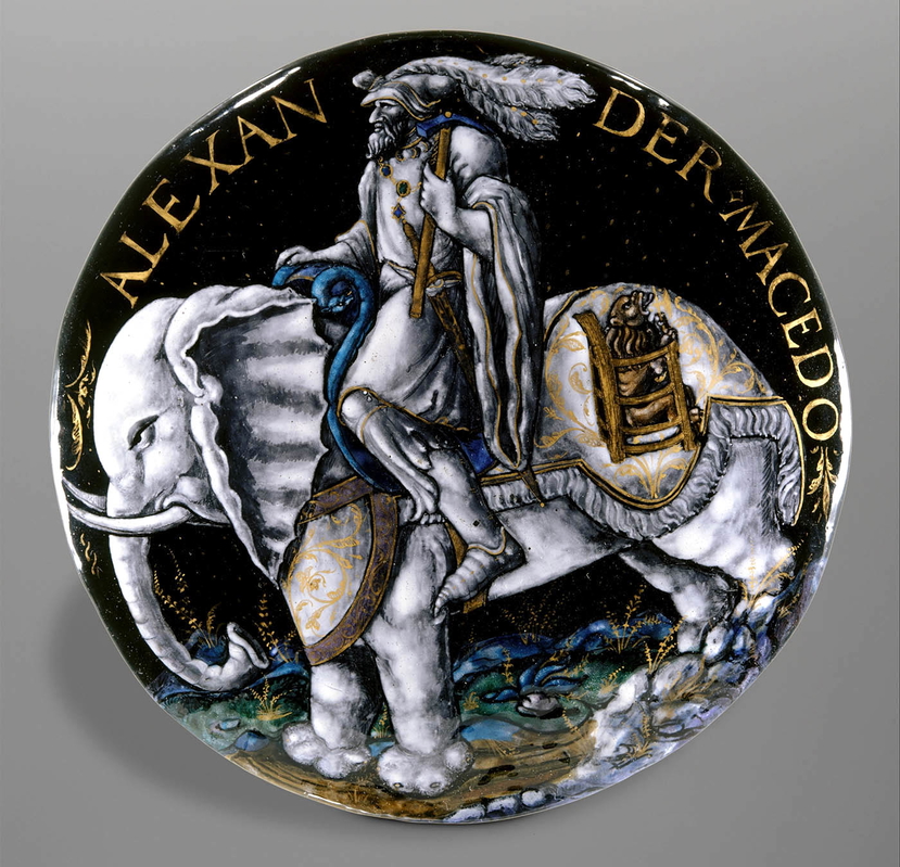 alexander the great elephant enamel plate