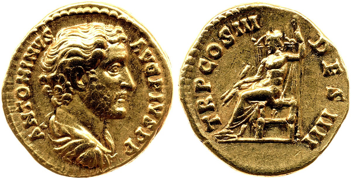 antoninus pius roman emperor gold coin