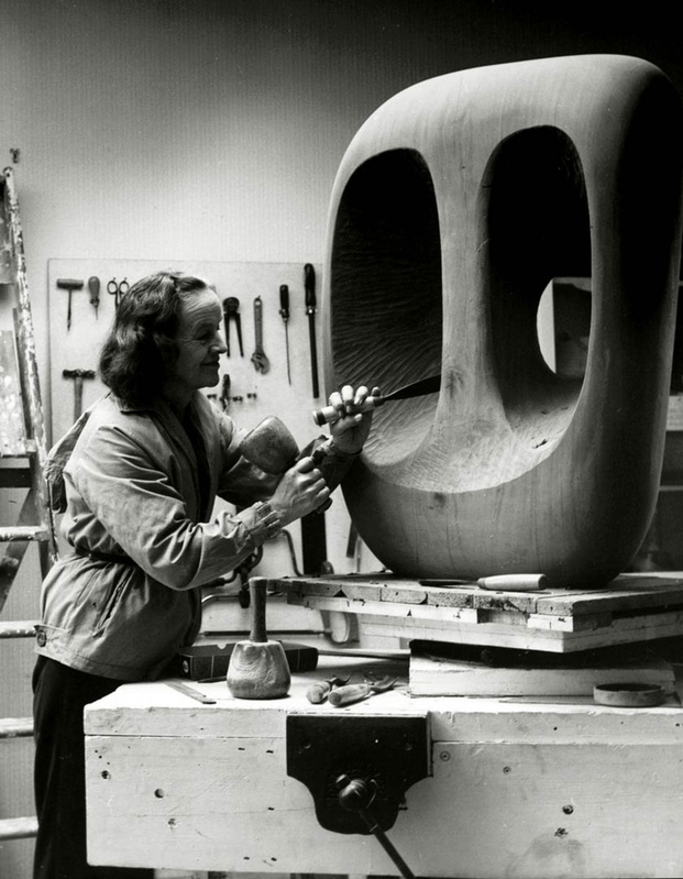 barbara hepworth working sculpture studio