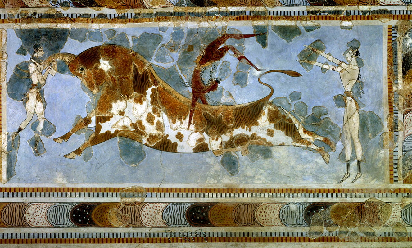 bull jumping knossos fresco