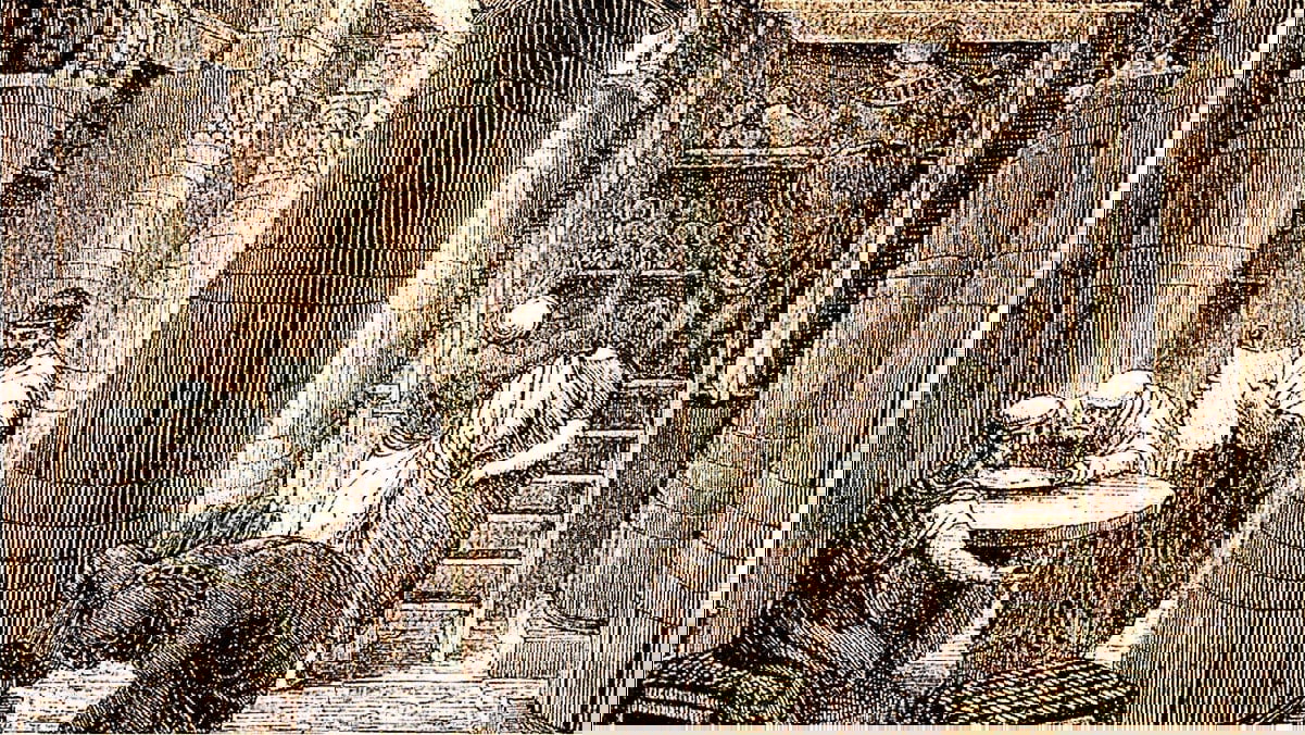 lithograph ancient library alexandria