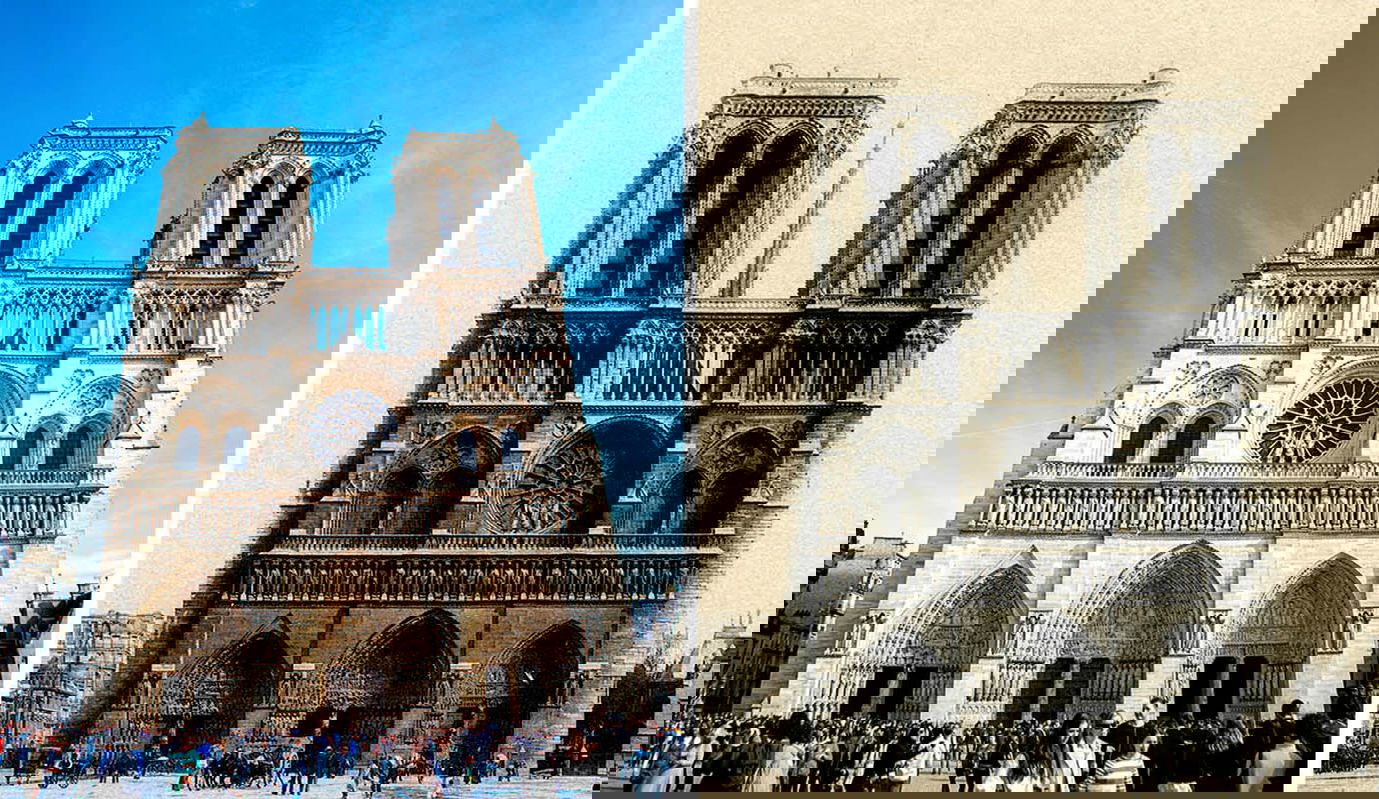 notre dame cathedral gothic then and now