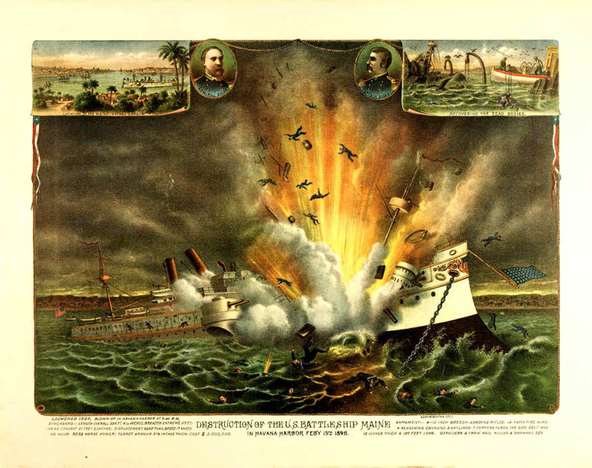 rendering explosion USS maine havana harobor