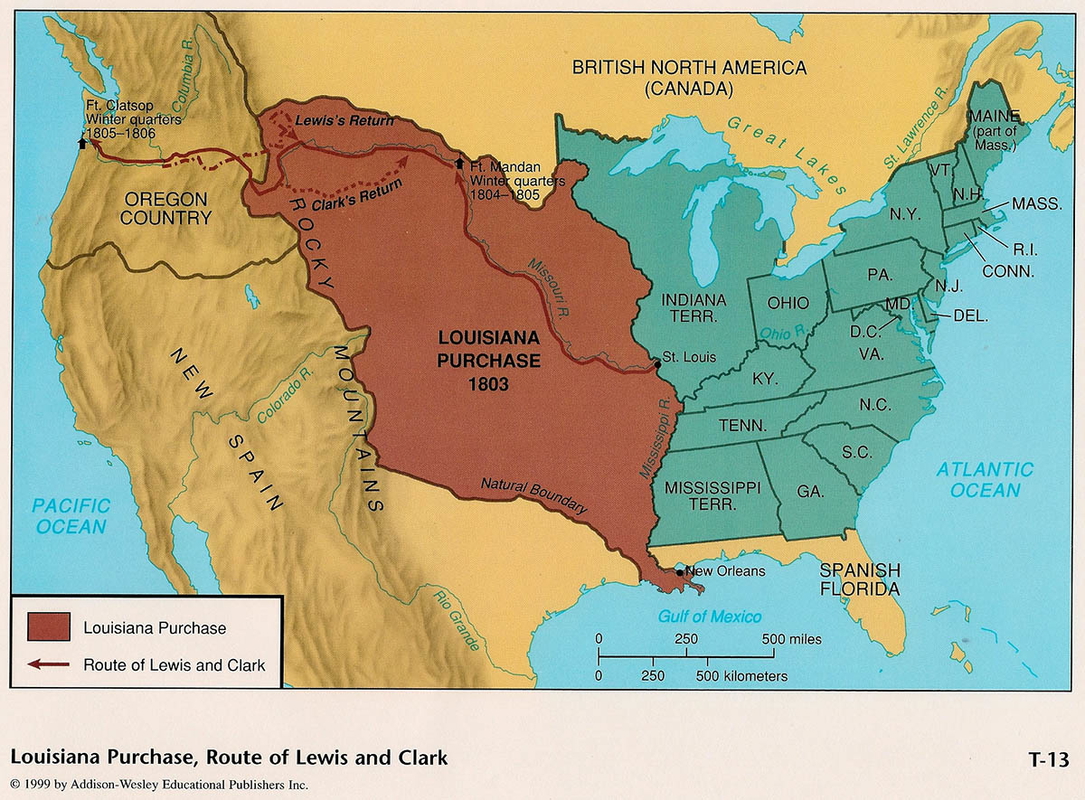 1803 map louisiana purchase