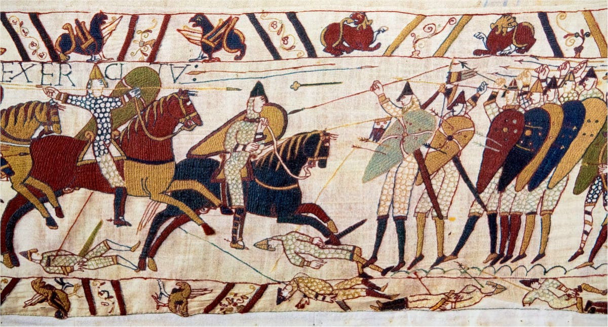 anglo saxon warriors bayeux tapestry shield wall