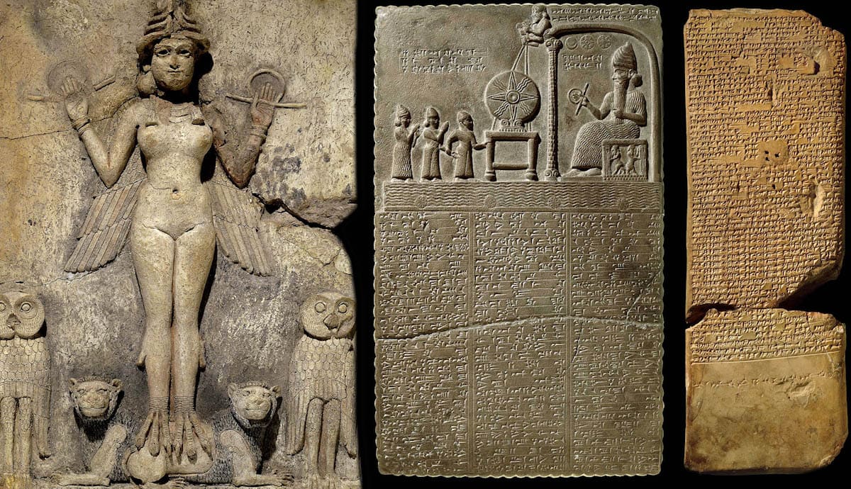 ishtar relief descent underworld utu shamash tablet