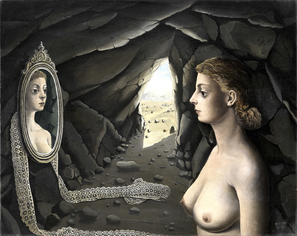 paul delvaux woman in a cave