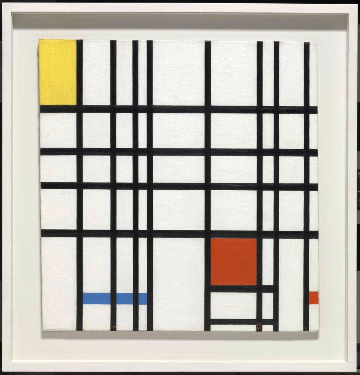 piet mondrian composition with yellow, blue and red