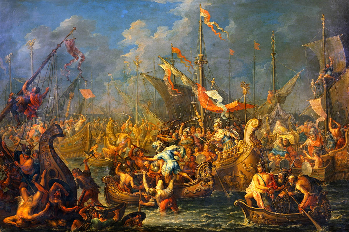 Battle of Actium painting Johann George Platzer