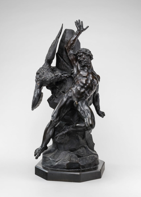 charles renaud prometheus attacked eagle bronze sculpture