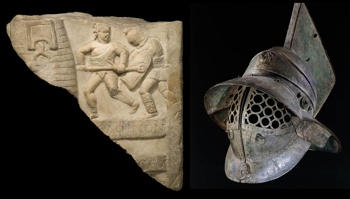 marble relief gladiators spartacus bronze helmet