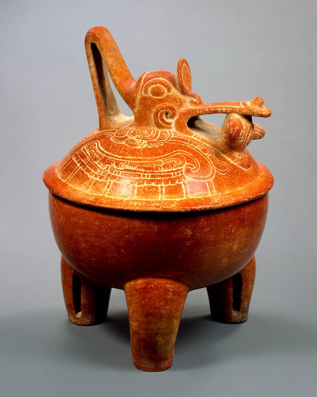 maya bird tripod vessel met museum