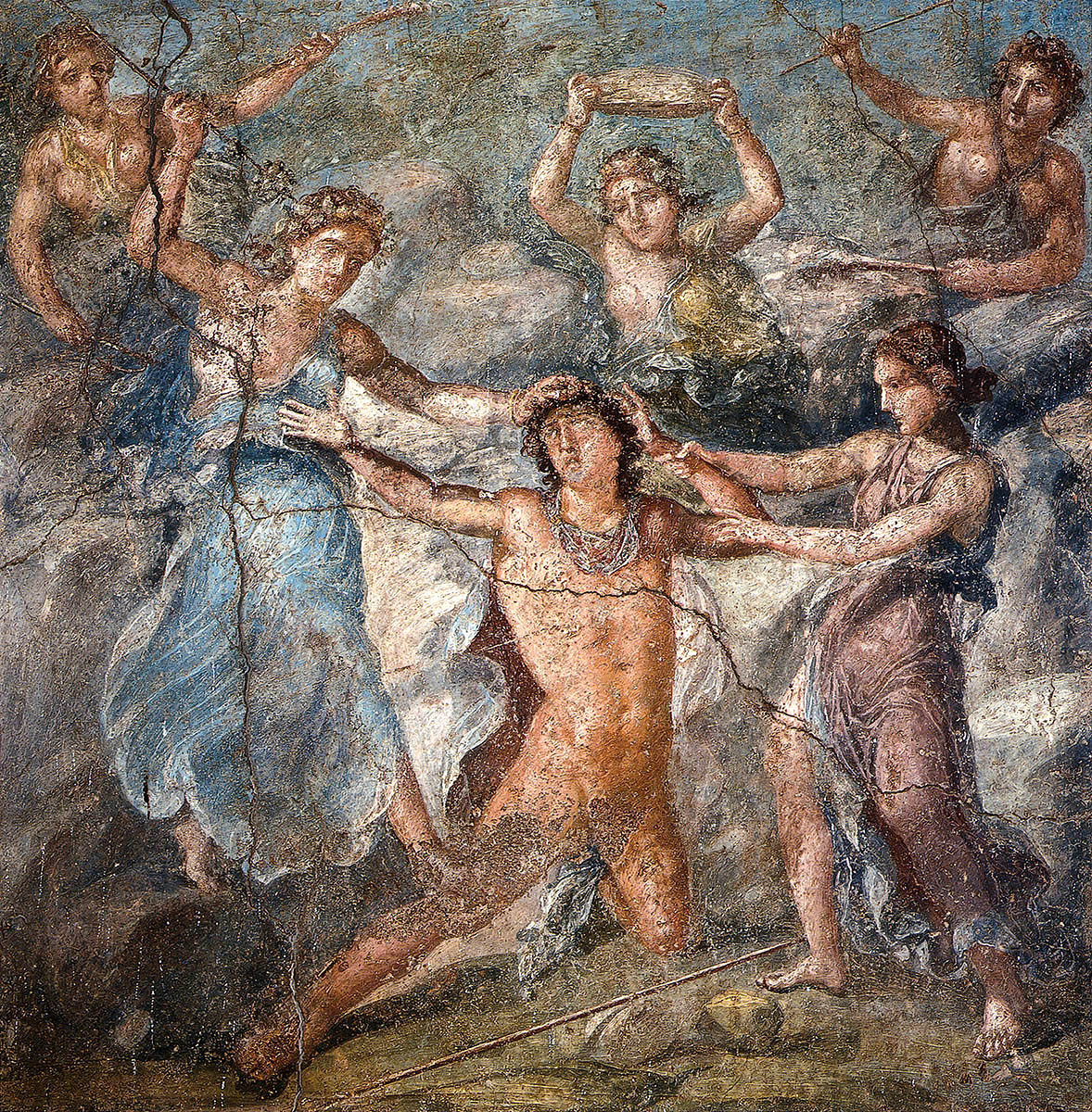 pentheus and bacchants pompeii fresco