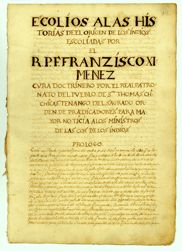popul vuh francisco ximenez manuscript