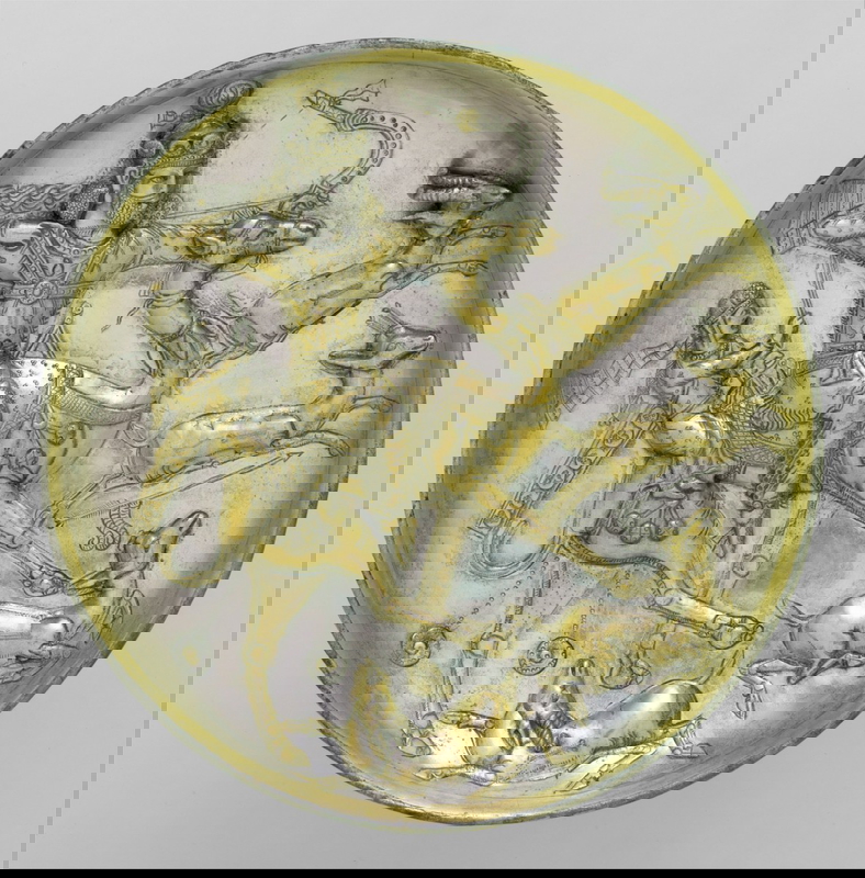 sassanian king hunting plate