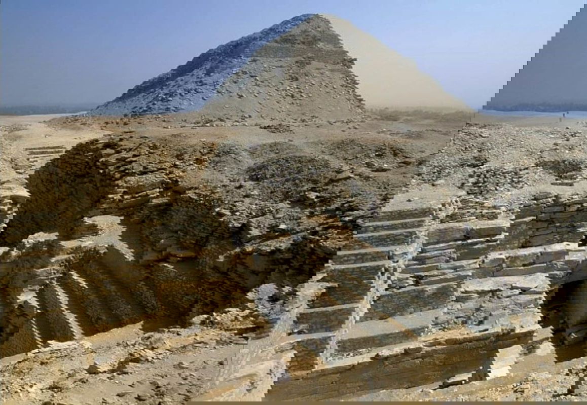 unfinished egyptian pyramid abusir neferefre excavation pit egypt