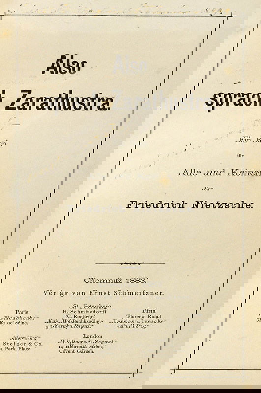 zarathustra first edition title page