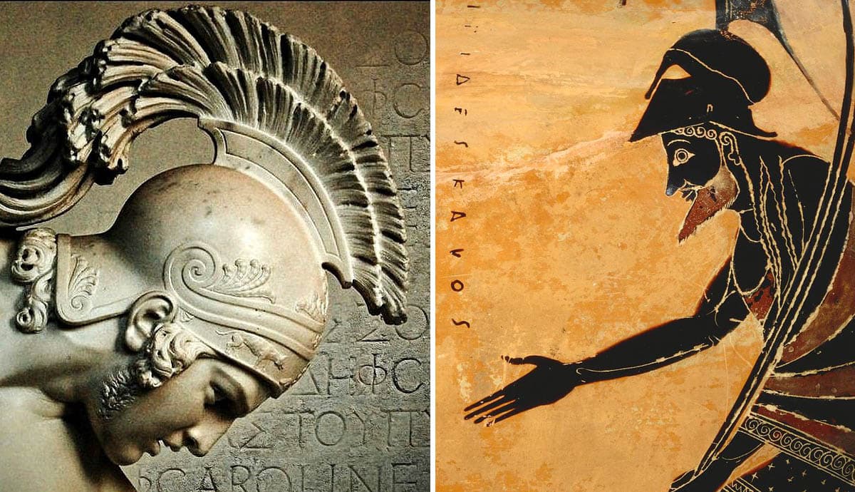 achilles black amphora and sculpture
