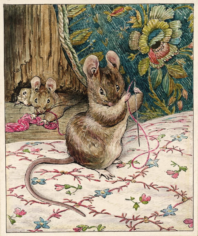 beatrix potter mice work watercolor drawing
