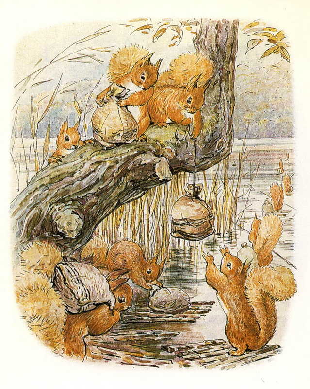 beatrix potter tale squirrel nutkin watercolor drawing