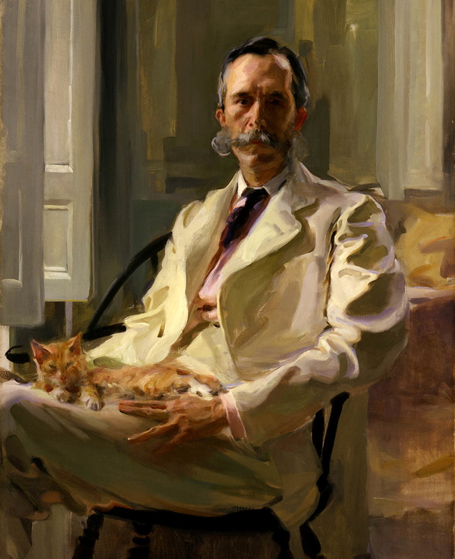 beaux man with cat