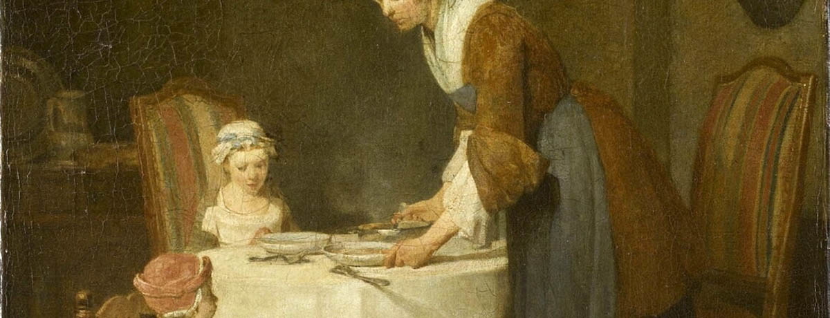 chardin benedicite close up rococo painting