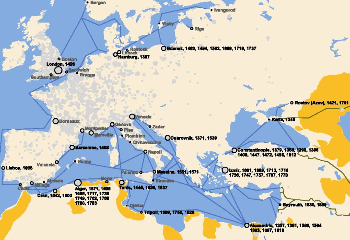 cities plague climate years beginning map