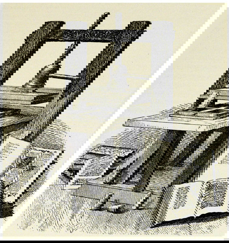 The first printing press invented by Johannes Gutenberg the renaissance