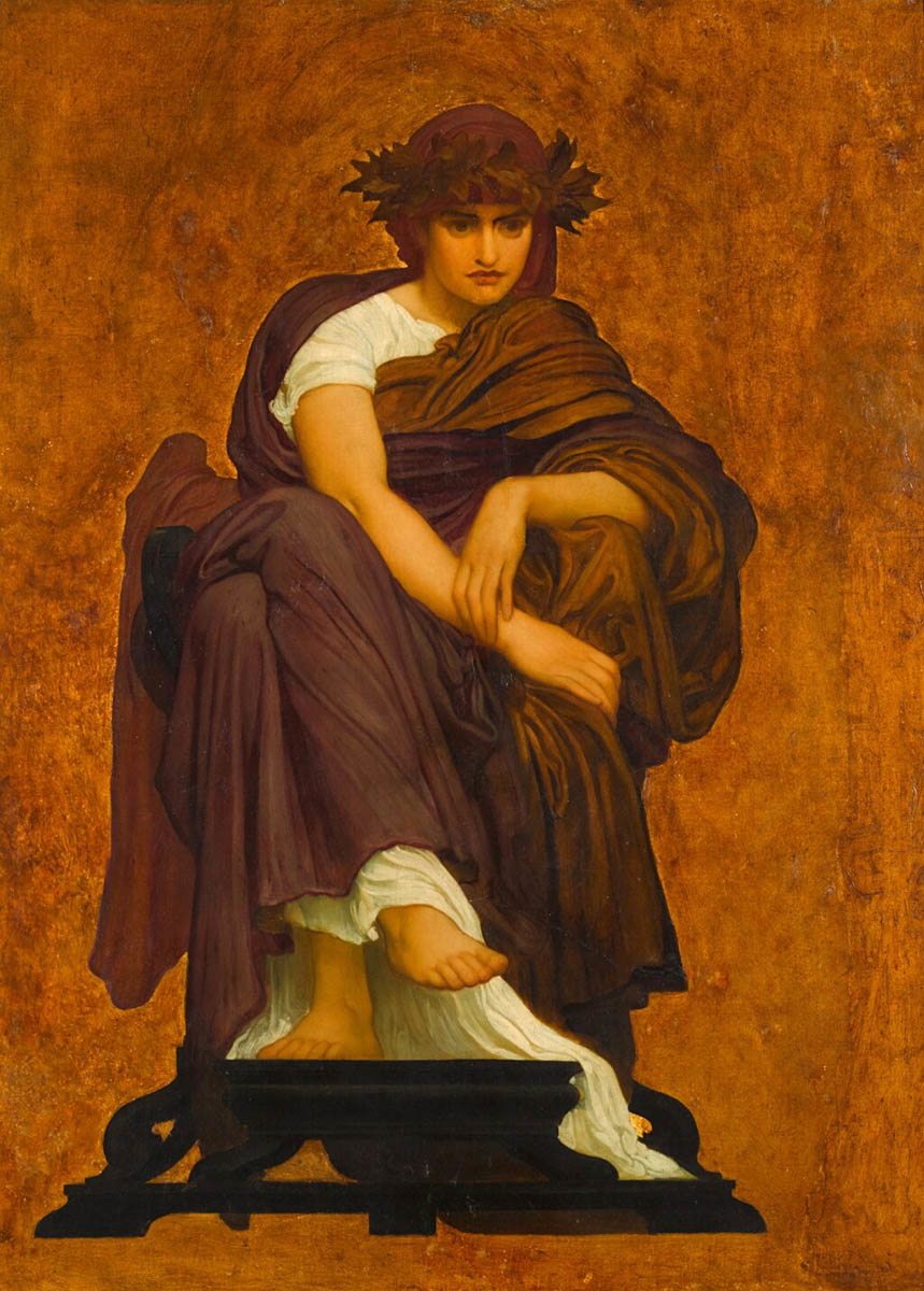 <a href="https://www.sothebys.com/en/buy/auction/2020/european-british-art/mnemosyne-mother-of-the-muses">Mnemosyne, Mother of the Muses,</a> by Lord Leighton Frederick, 1884. Source: Sotheby’s