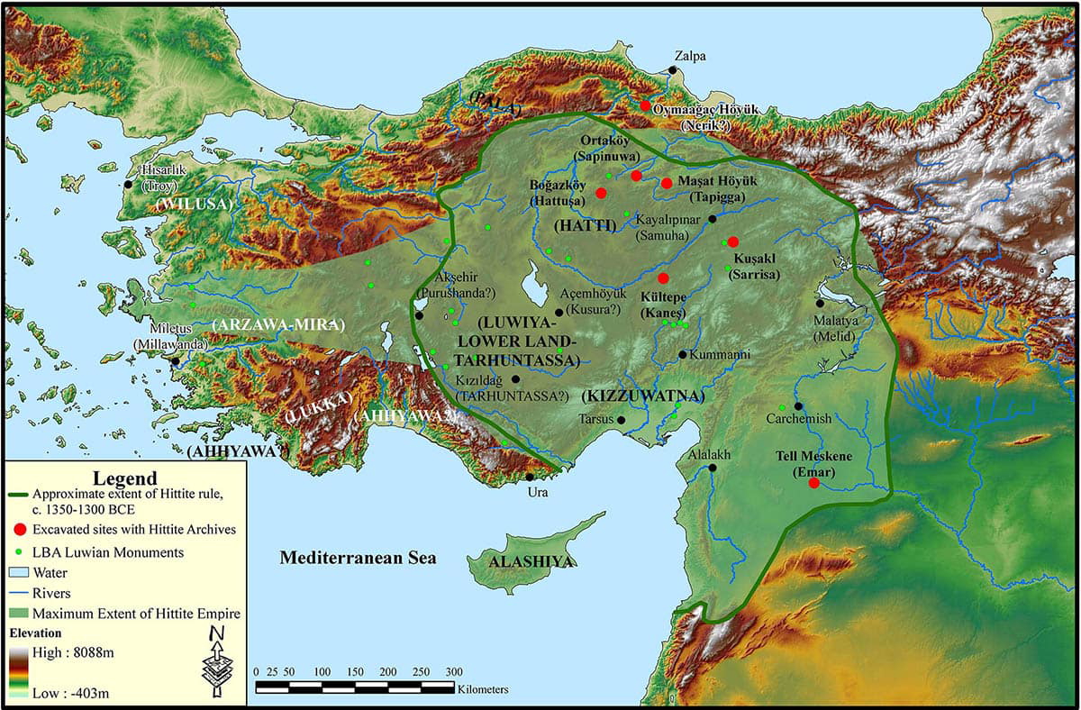 map anatolia 1350 1300 bce hittites empire hattusa