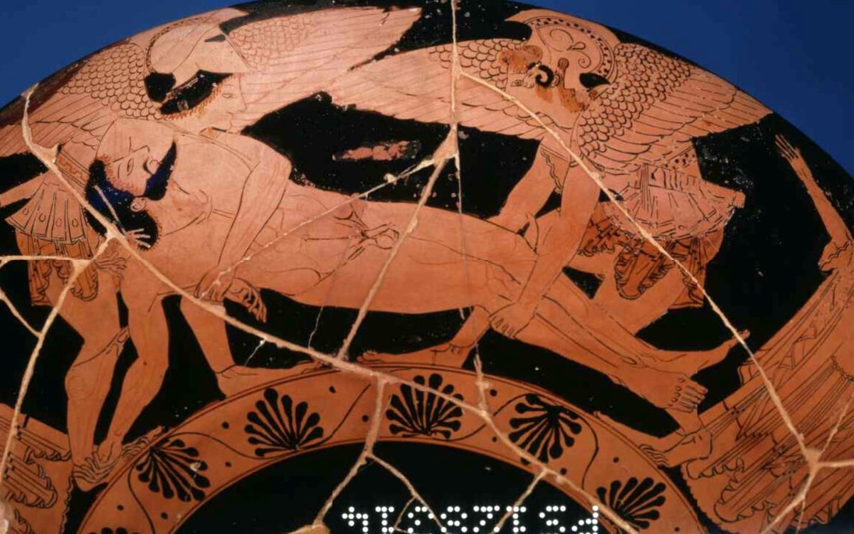 nikosthenes thanatos hypnos lift sarpedon attic pottery