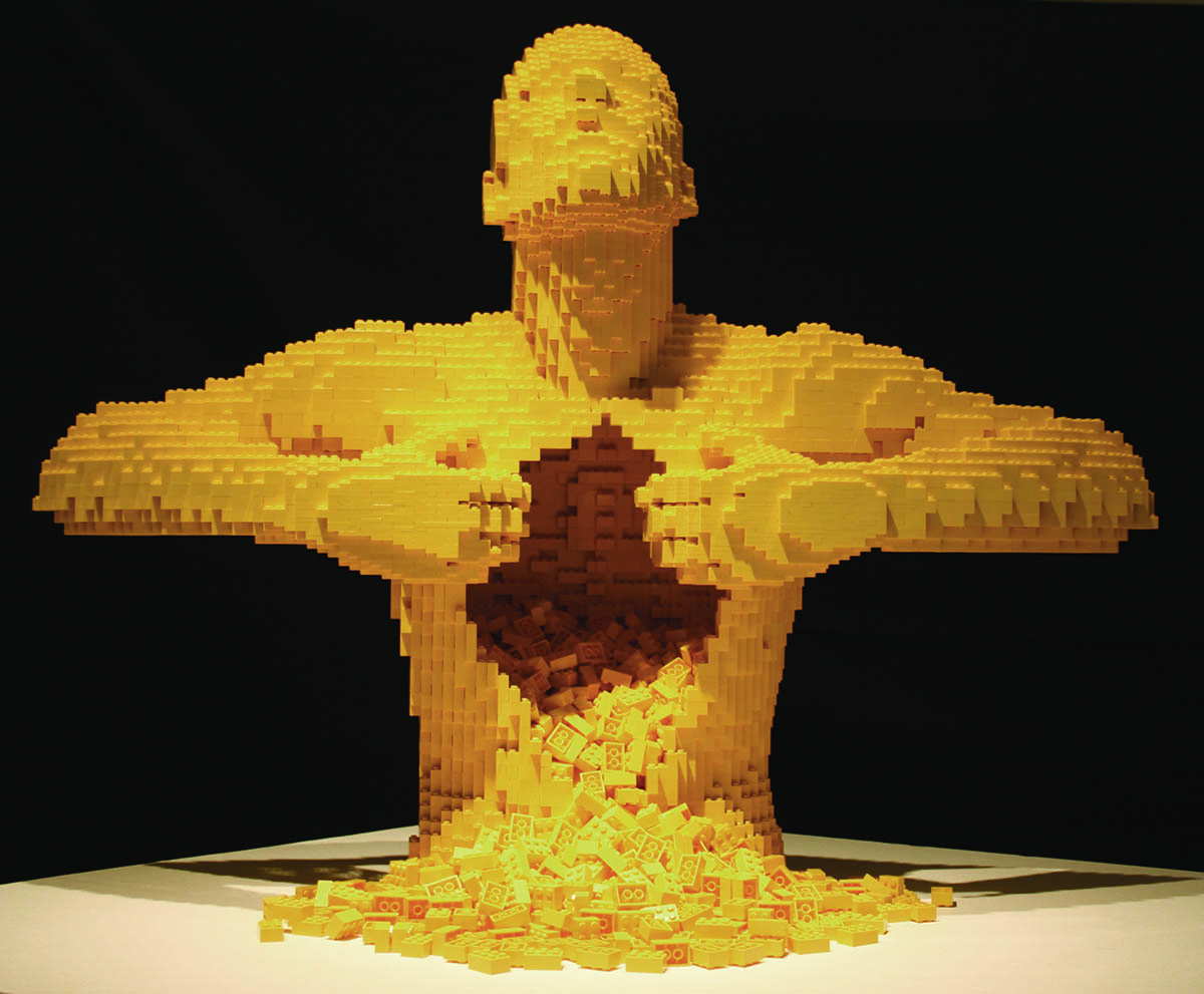 yellow lego statue sawaya